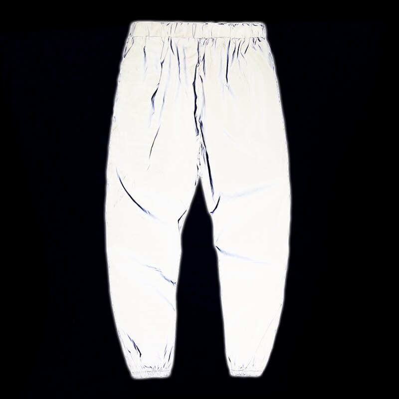 Streetwear de hombres pantalones reflectantes de los nuevos hombres de la calle cordón pantalones de Hip Hop Harem pantalones bailarina