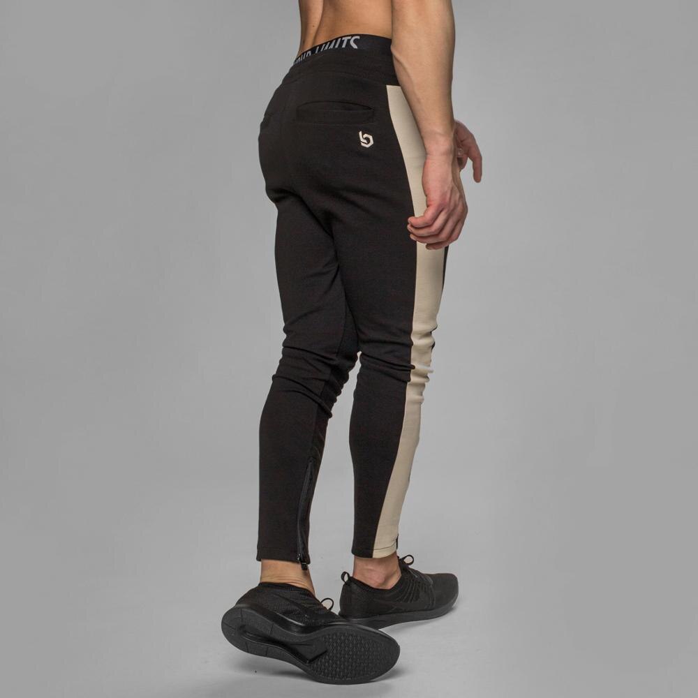 Mænd sports løbebukser bomuld ensfarvede lynlås bukser gym jogging bukser herre mærke sportsbukser herre bukser