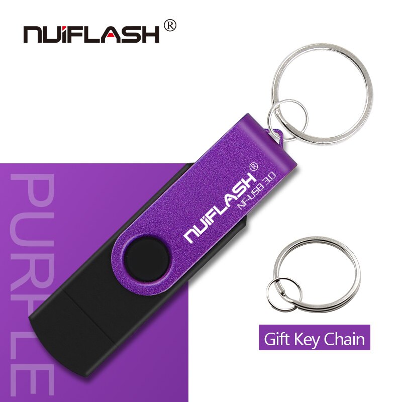 Nuiflash Metalen Usb 3.0 flash drive mini usb stick pen drive 16gb 32gb 64gb 128gb usb3. 0 pendrive Hoge Snelheid usb flash disk: 64GB / PURPLE