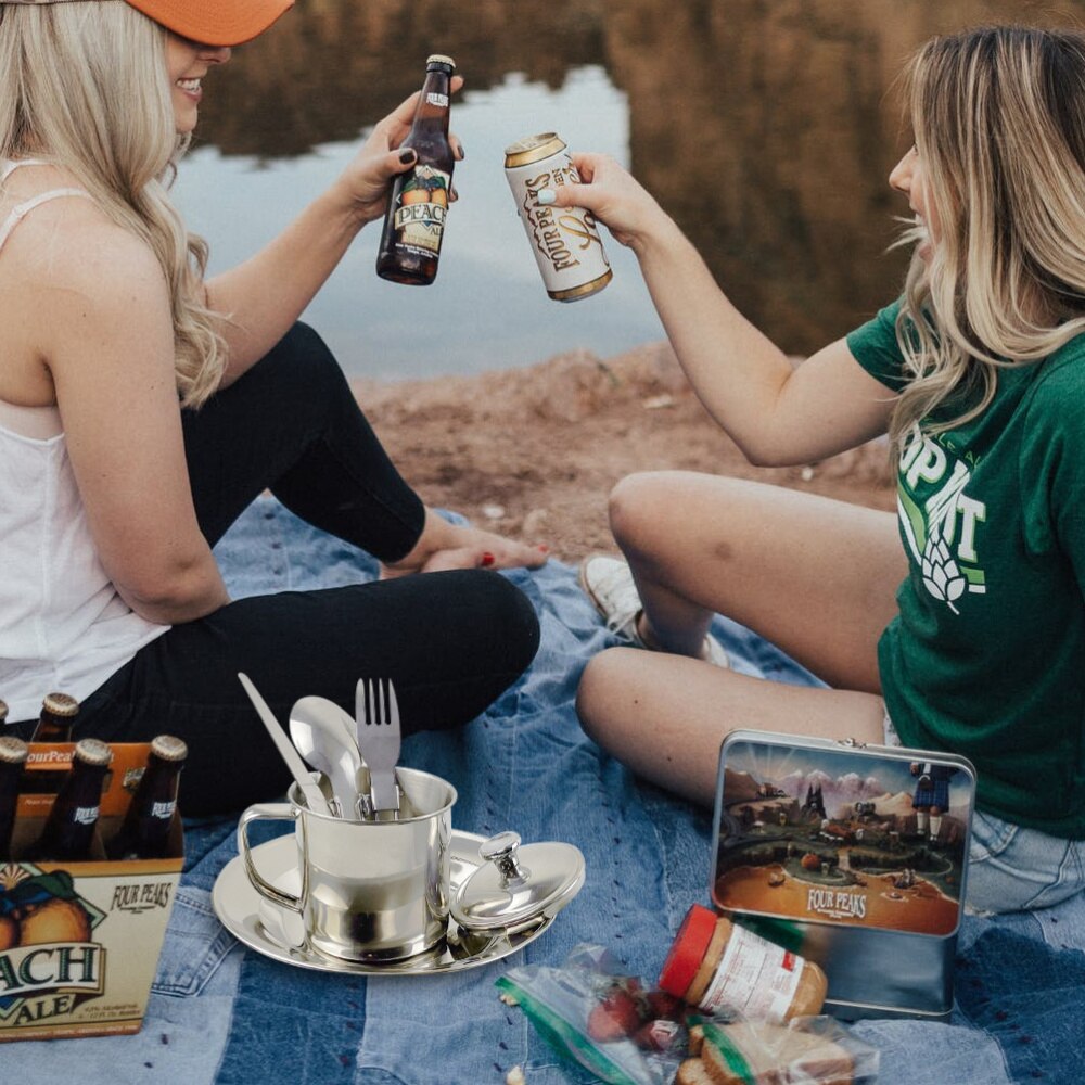 1 Set Van Roestvrij Staal Wandelen Servies Camping Kookgerei Camping Potten Voor Outdoor Keukengerei