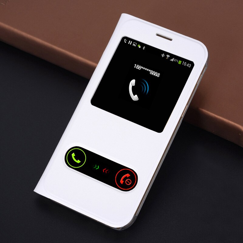 Slim Dual Window View Case Scratch Resistant Flip Cover Phone Sleeve Bag For Samsung Galaxy A3 A5 A7 SM A320F A520F A720F: For A7 2017 / white