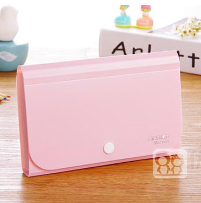 Plastic A6 Multi-layered Bill Folder Accordion File Organizer Expanding Paper Test Document Holder Bag: Pink