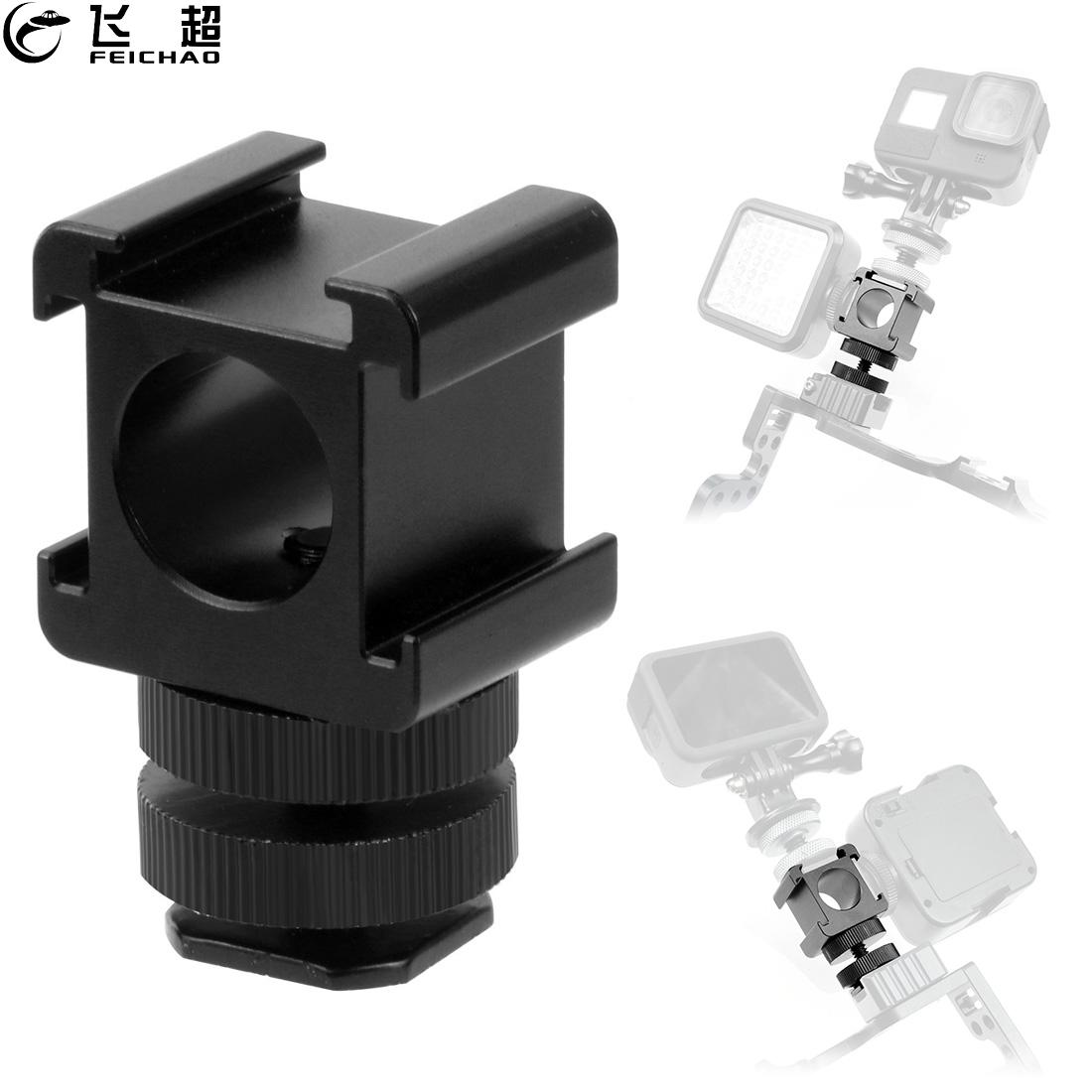 Three Head Cold Shoe Extend Connector Microphone Monitor Stand Holder Metal On-Camera Mount Shoe Adapter for Video LED Light