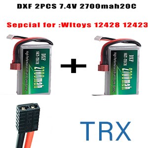 2PCS DXF RC Lipo Batterie 2s 7,4 V 2700mAh 4200mah 20C Max 40C Für Wltoys 12428 feiyue 03 JJRC Q39 upgrade teile: 2PCS 2700mah TRX