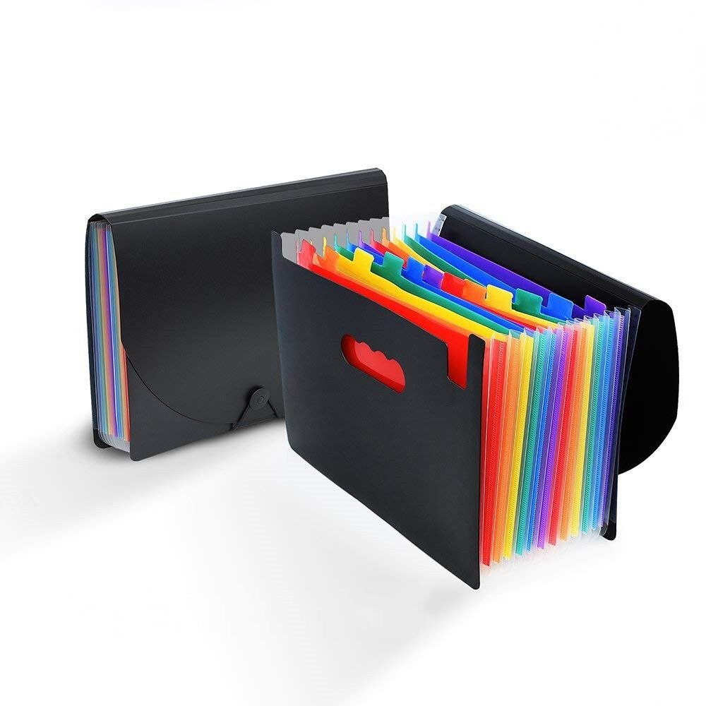 A4 File Folder Document Bag Receipt File Expanding Rainbow Bill Folders 13 Pockets Document Organizer Office Supplies Stationery