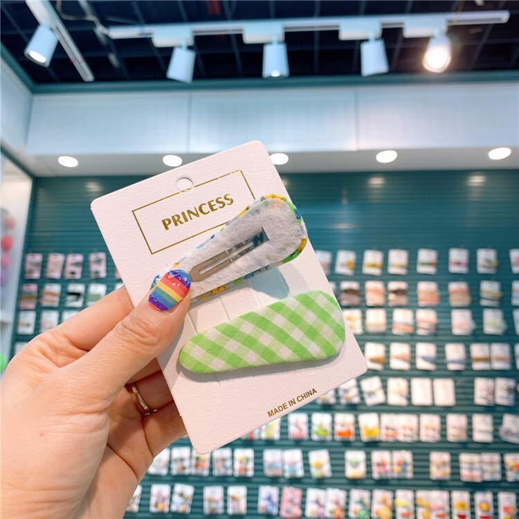 Koreaanse Kinderen Bloemenprint Haarspeld Meisje Bloem Bangle Side Haarspeld Baby Plaid Water Bb Clip