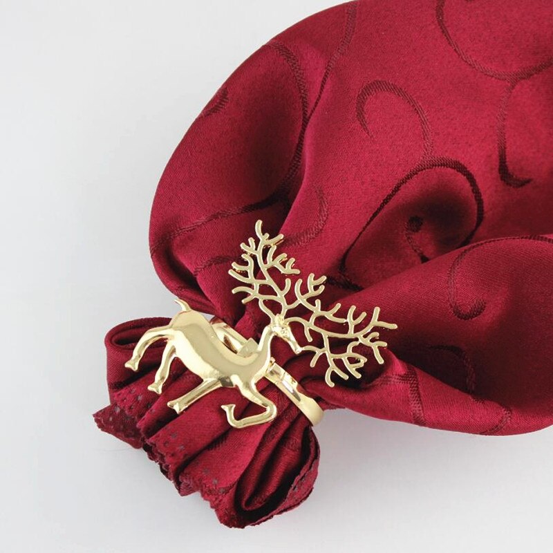 6 Stks Metalen Kerst Herten Vorm Servetring Servet Gesp Hotel Restaurant Home Tafel Decoratie Serviette Holder