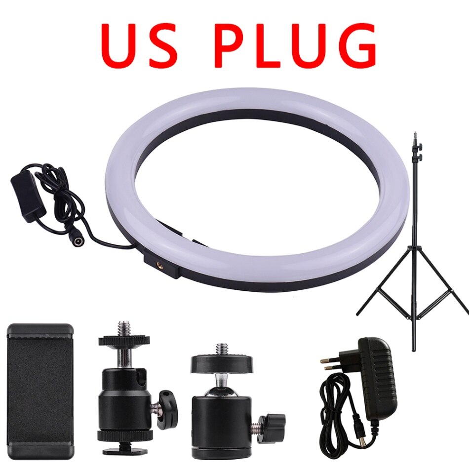 Ru Cz Voorraad Led Video Ring Licht Fill-In Lamp 24W Dimbare 2700-5500K Kleurtemperatuur met Smartphone Houder 2 Stuks Bal Koppen: US -Tripod