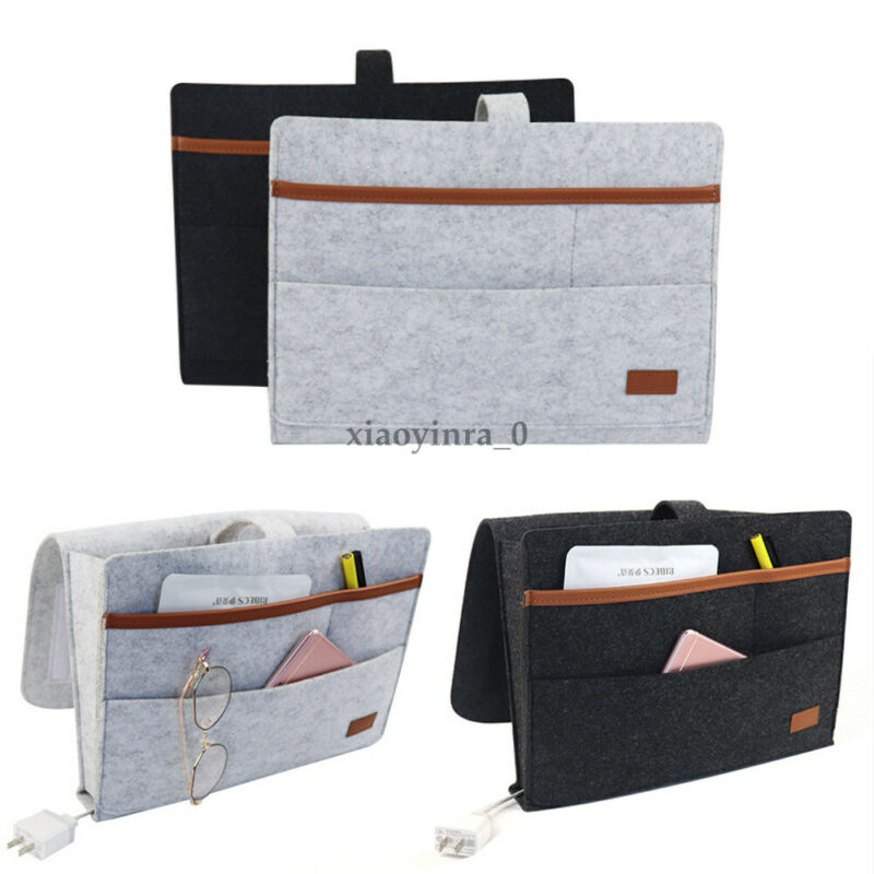 Felt Hanging Sofa Bedside Storage Bag Caddy Pocket Bedroom Phone Holder Book Organizer