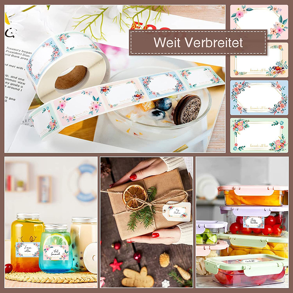 50-250 Stuks Bloemen Naam Etiketten Keuken Lege Handgeschreven Datum Stickers Koelkast Vriezer Voedsel Opslag Kleine Bedrijven 3*5 Cm