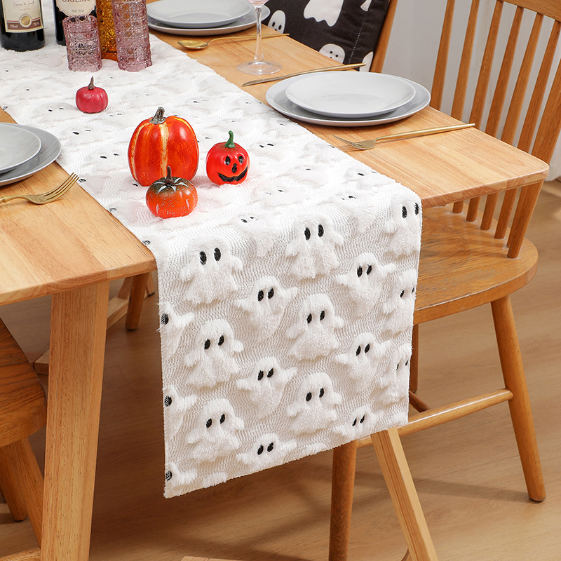 Black White Embossed Tablecloth Gothic Eye Of Ghost Table Runner For Home Decor Party Festival: 32*210cm