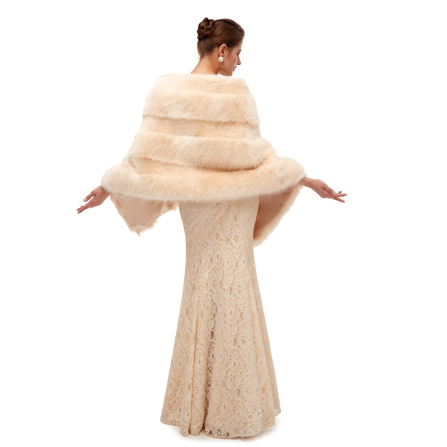 neue Pelz Frauen Bolero Braut Schal Faux Fell wickeln Bolero Hochzeit Kap Braut Schal Pelzcape Winter Elfenbein Braut Mantel Bolero