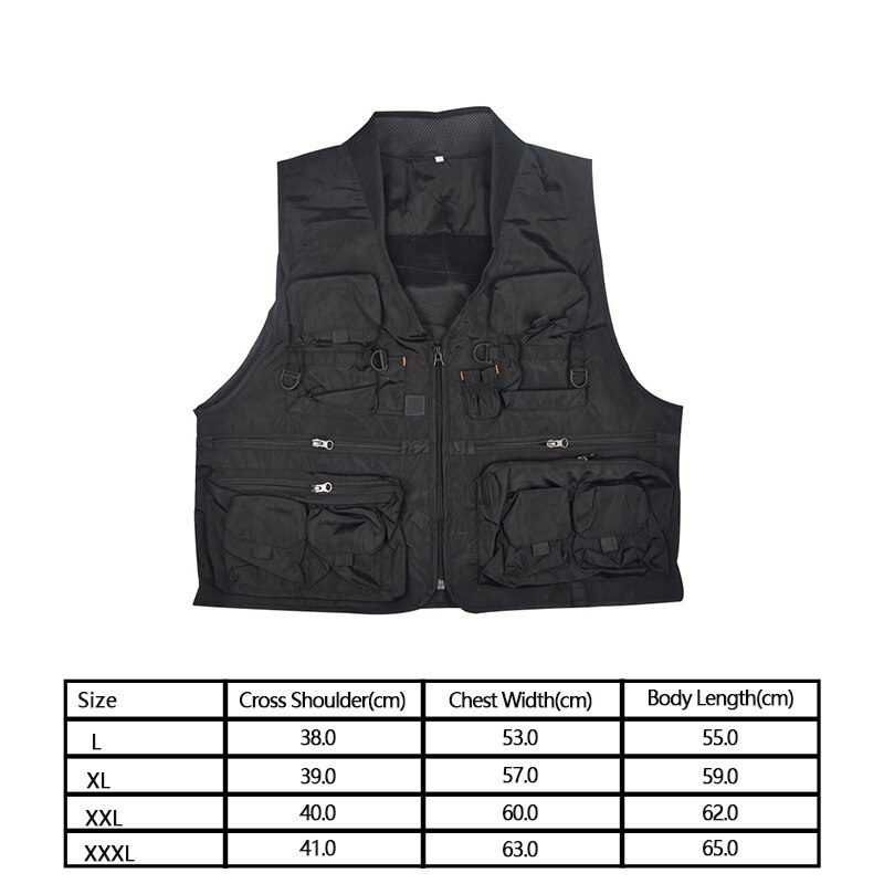 Korean Fishing Vest Quick Dry Fish Vest Breathable Material Fishing Jacket Outdoor Sport Survival Utility Safety Waistcoat: Black / L