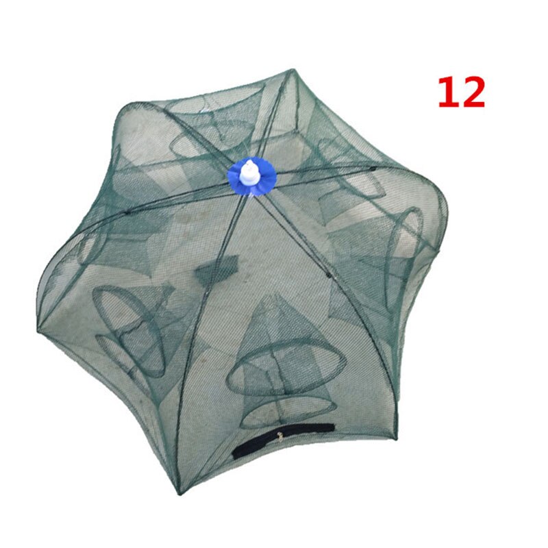 Folding fishing net fishing gear hand throw net fish with umbrella automatic fish protection fishing supplies: 12 holes