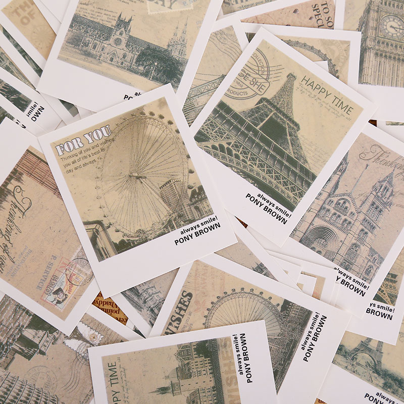 40 unids/caja retro paisaje de Europa mini Tarjeta de mensaje festival tarjeta de felicitación para niños suministros escolares