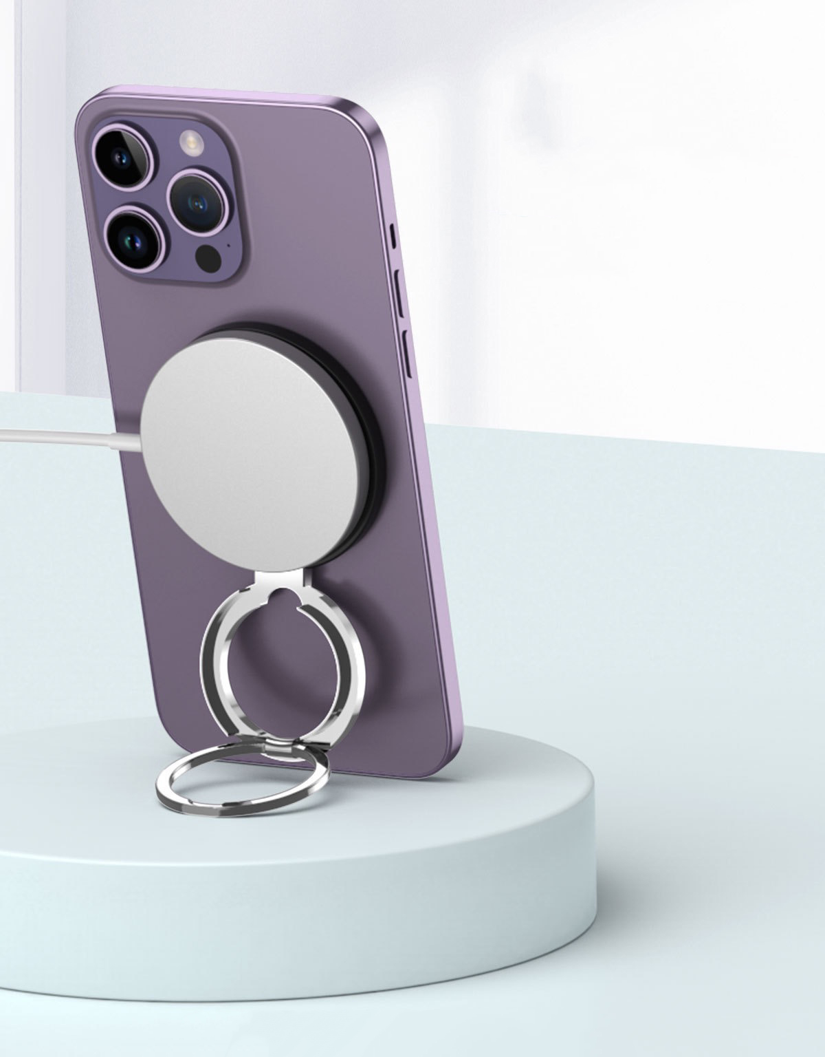 Naklejka Magsafe z metalowym diamentem, 3 sekcje, z mocnym magnetycznym uchwytem na telefon komórkowy, metal 360 ° obrotowa ładowarka