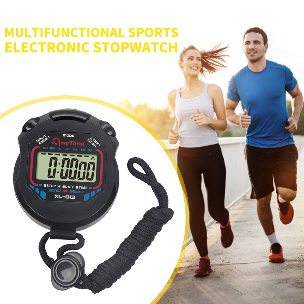LCD Digital Stopwatch Sport Timer Stop Watch with String Multifunction Sport Timer Handheld Waterproof Chronograph Stop Watch