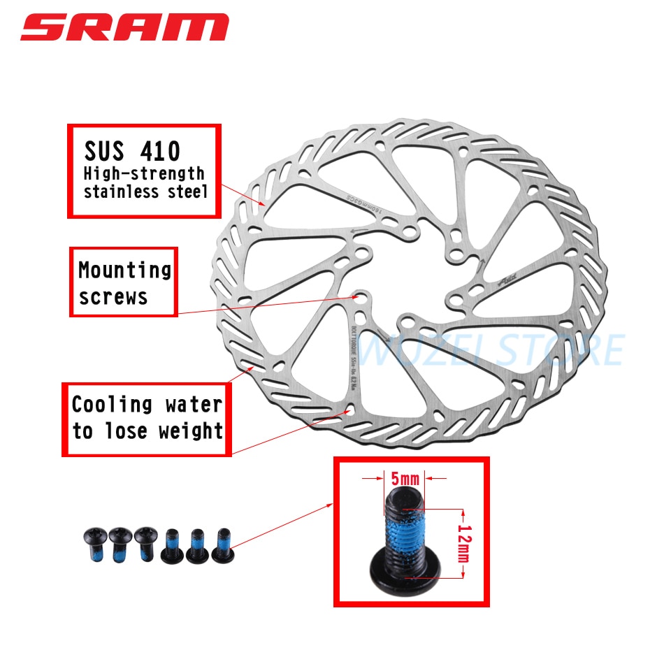 SRAM AVID línea central de disco de freno de G3/160/180/203mm HS1 6 tornillos rotor CNTRLN XR redondeado discos rotores Centro de bloqueo de disco 1 pieza