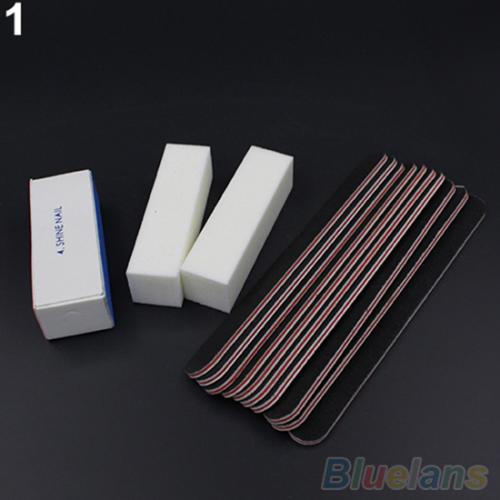 13 stuks/set nagelkunst schuurvijlen bufferblok acryl uv gel manicure gereedschap nagelvijl polijsten slijpen pedicure gereedschap kits: Zwartestraightnailfill