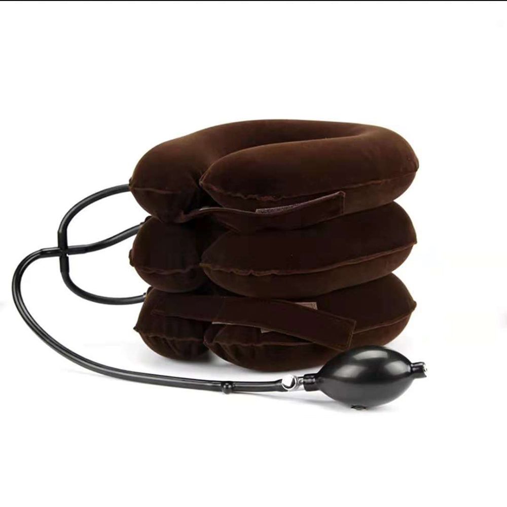 Collo cuscino gonfiabile collare trattore aria dispositivo di trazione cervicale supporto Vertebra ortopedica massaggio rilassamento Brace: coffee