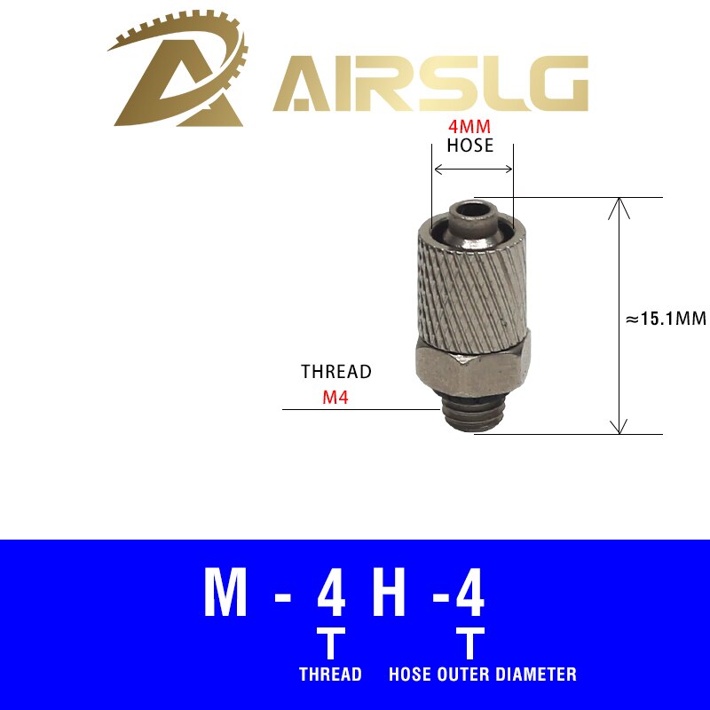 Miniature Fittings M-3H-4 M-4HL-4 Male Thread M3 M4 M5 M6 Tube 4 6mm Pneumatic Pipe Air Hose Quick Fitting Mini Connecto: M-4H-4