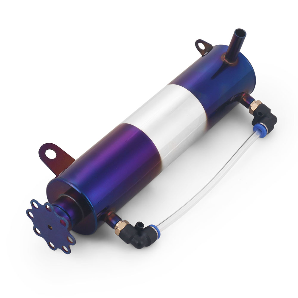 Radiador cilíndrico universal 400ml, refrigeração de líquido refrigerante, tanque de captura de alumínio azul queimado, reservatório de transbordamento