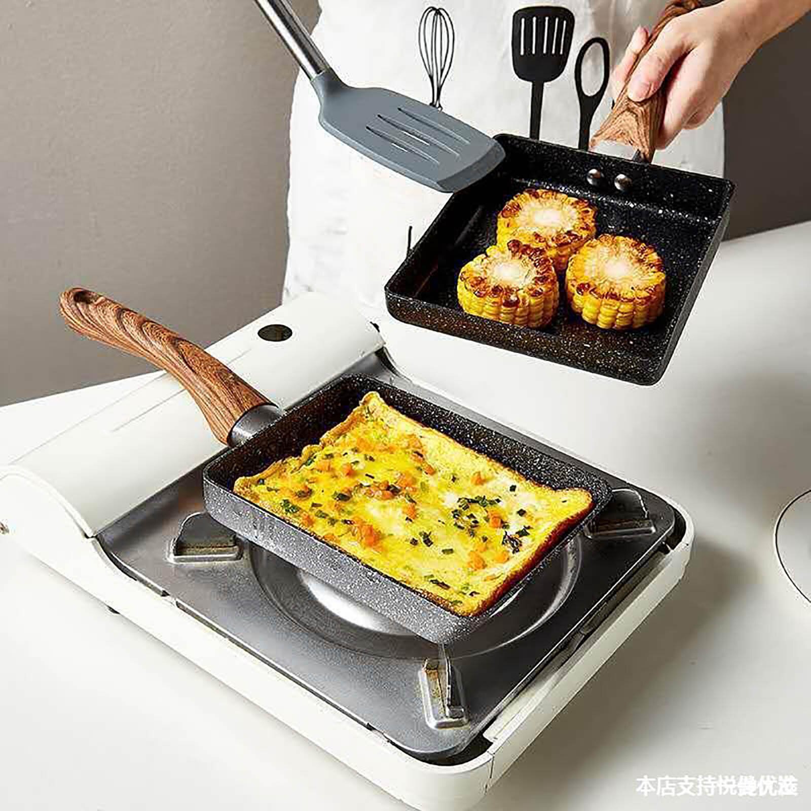Japanese Style Omelette Tamagoyaki Home Breakfast Alloy Frying Pan Kitchen Non-stick Maifanite Stone Small Cooking Tool #41