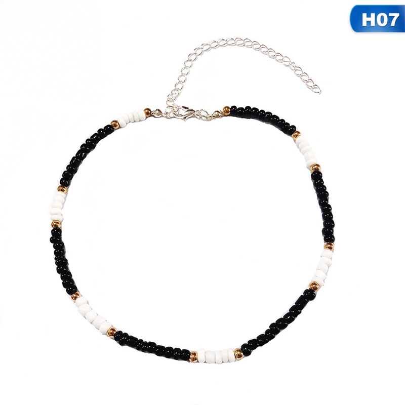 1Pcs Böhmen Kleine Perlen Halsketten Für Frauen Boho Kurze Halsband Charme Boho Halskette Cool Hals Schmuck: H07