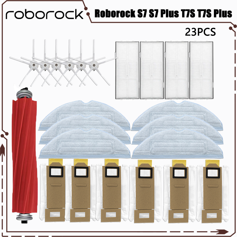 Accessoires pour aspirateur robot Roborock S7 S7 Plus T7S T7S Plus, brosse principale, filtre Hepa, vadrouilles, sac à poussière, pièces de rechange: Bleu