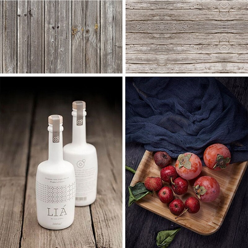 Double-sided Photo Studio Photography Background Paper Wood Grain Cement Marble Texture Backdrop For Food Cosmetic Shooting Tool