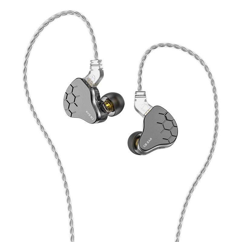 Kbear lark 1dd + 1ba motorista híbrido metal no ouvido fone de ouvido alta fidelidade graves fones com cancelamento de ruído com cabo 4n kbear ks2 kb04: Grey no mic