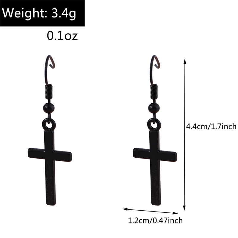Nuevos pendientes colgantes de Cruz negra para mujer, pendientes de gancho colgantes de Cruz de Metal gótico, accesorios de joyería de para niñas