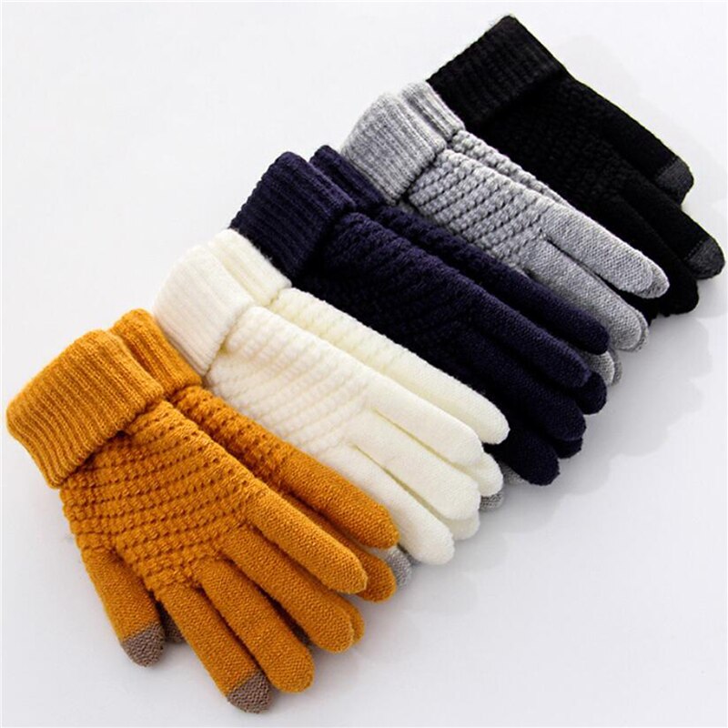 Winter touchscreen handschoenen dames heren warme stretch gebreide wanten imitatie wol lange vinger handschoenen dames haakwerk dikker