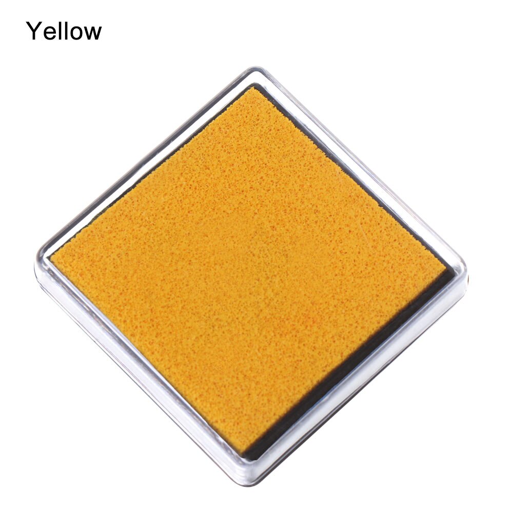 1PC Colorful Ink Pad Printing Oil Stamp Pads Fingerprint Square Inkpad Sponge Scrapbooking Drawing Toys DIY Office School Supply: Yellow