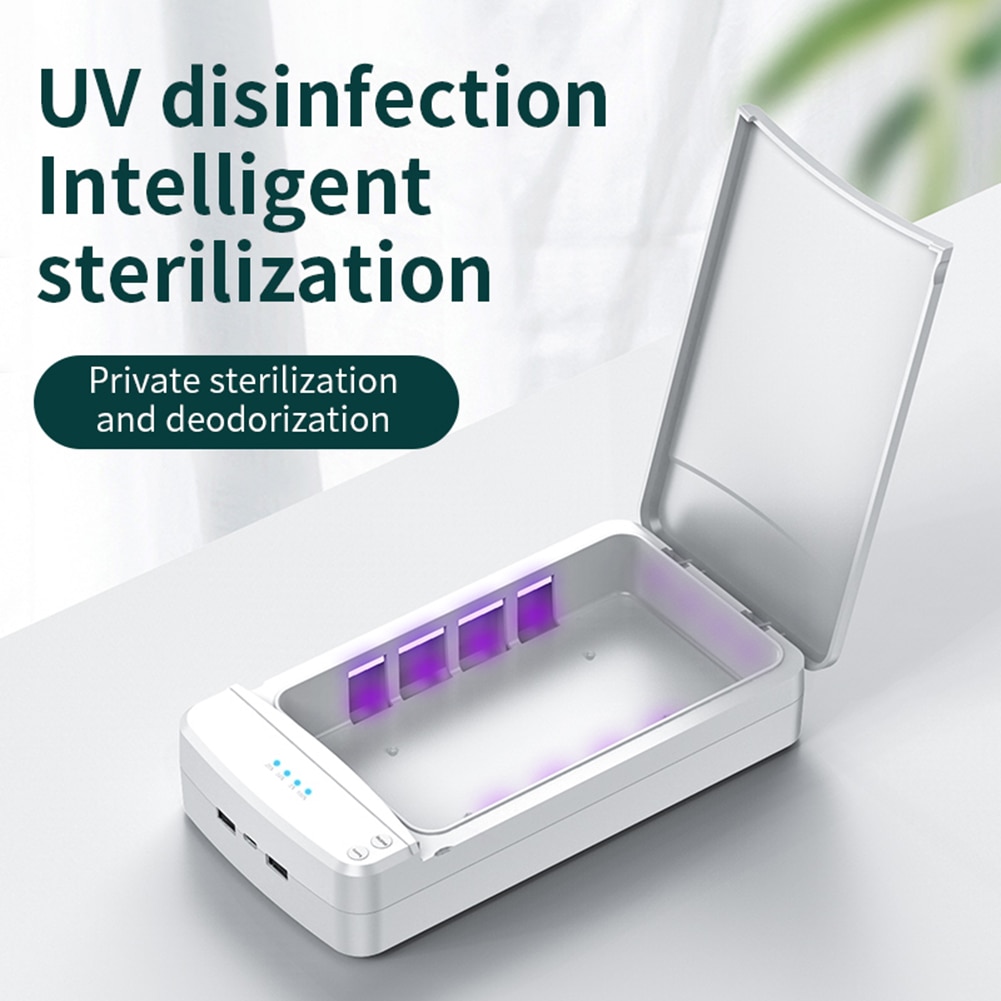 4 LED UV Phone Mask Disinfection Case UV Sterilizer Box Multifunctional Portable Ultraviolet Sterilization Germicidal Box