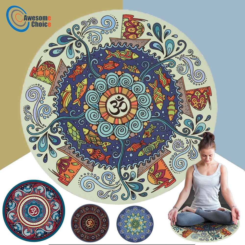3mm Thick Round Non-slip Natural rubber Mat with Zan Mark Exercise Sport Mat for Fitness Meditation Meditate Carpet