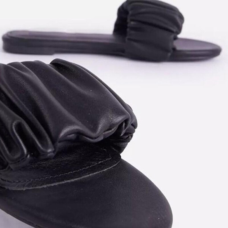 Dames geplooide pantoffels dames buiten zomerschoenen dames casual open teen platte dames strandschoenen dames slippers plus size