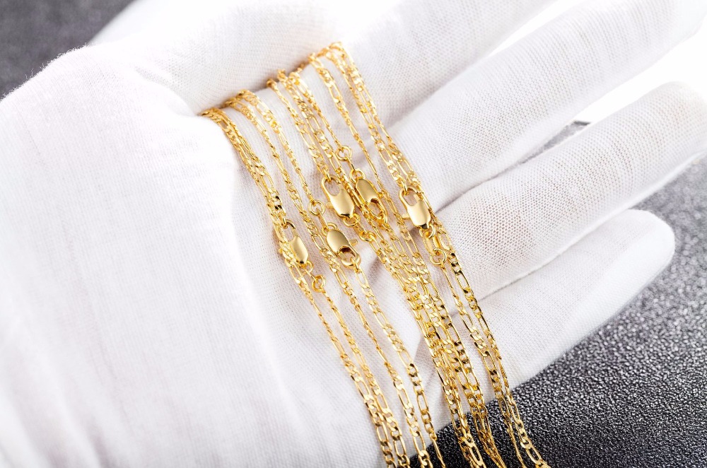 2mm Flat Chain Necklace For Women Men Gold/Silver Jewelry Figaro Chain Necklace 16 18 20 22 24 26 28 30 inch 925/18 K