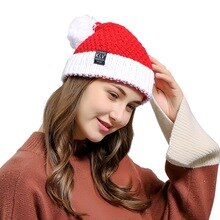 Women Christmas Cotton Knitted Warm Hats Winter Thick Top Quality Christmas Caps Santa Claus Hat Ball