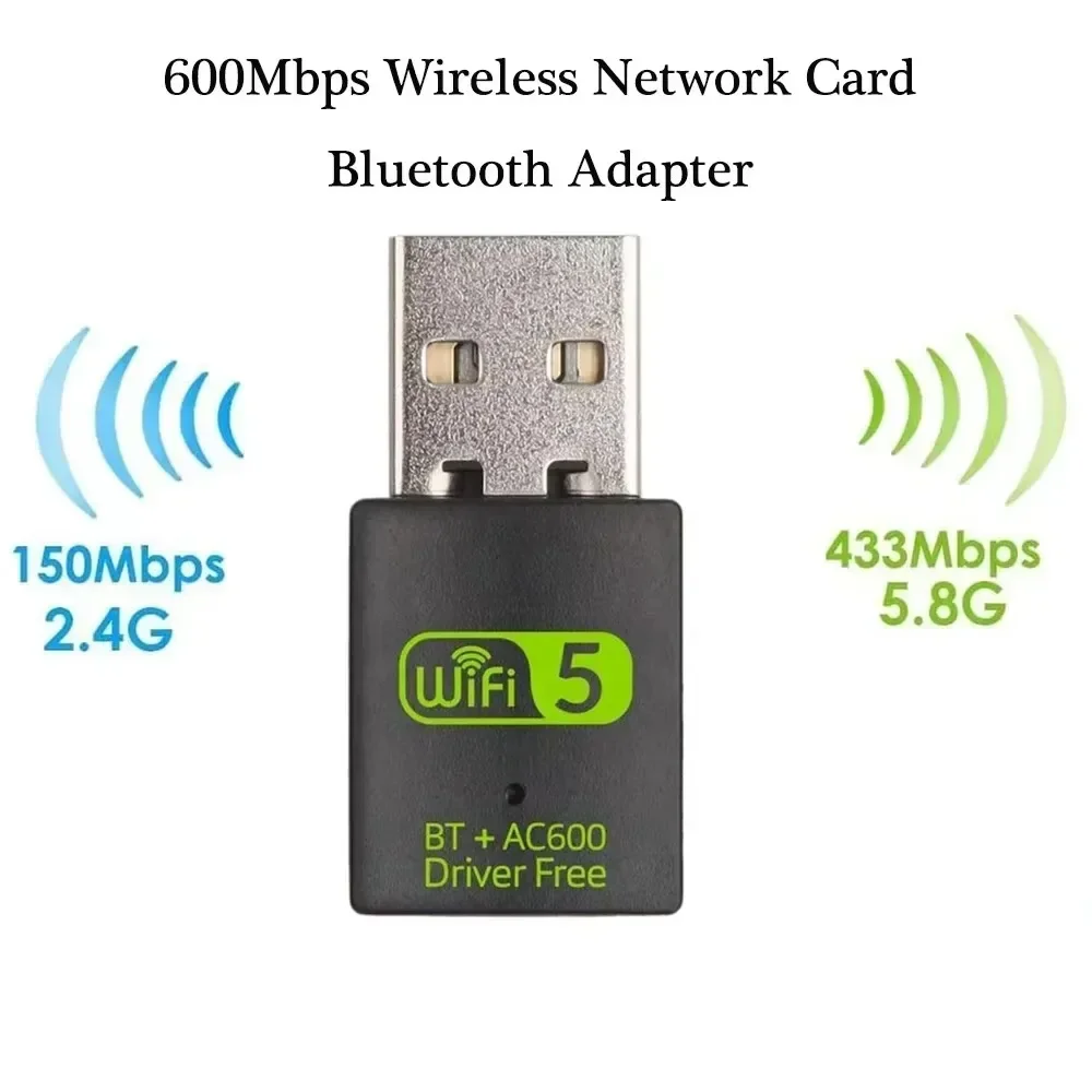 USB WiFi Bluetooth Adapter 600Mbps Dual Band 2.4Ghz 5Ghz Mini Wireless Network External Receiver RTL8821CU