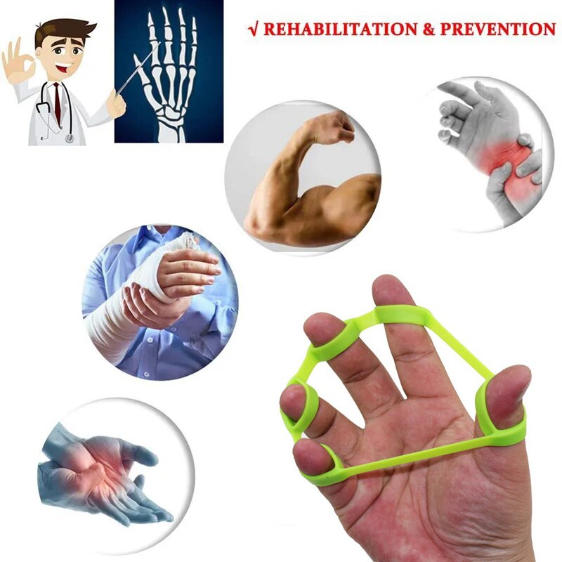 Silicone Doigt Pince Gym Main Poignée Résistance Bande Poignet Civière Élastique Cinq Doigt Expander Force Formateur Exercice
