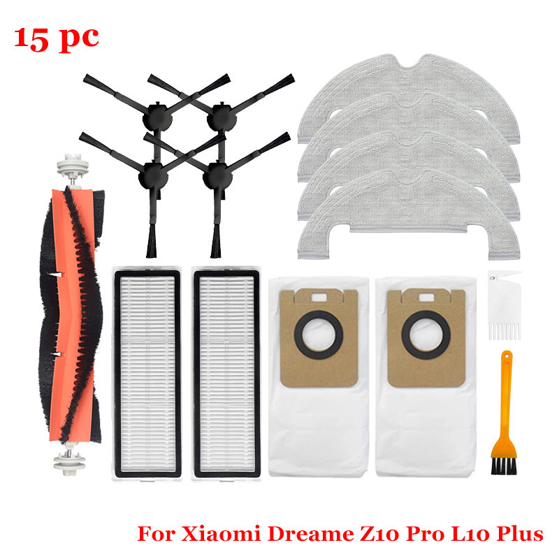 Accesorios para aspiradora Dreame bot Z10 Pro / L10 PLUS XiaoMi Mijia STYTJ05ZHM, Robot vacío automático, cepillo principal/lateral, filtro: Verde claro