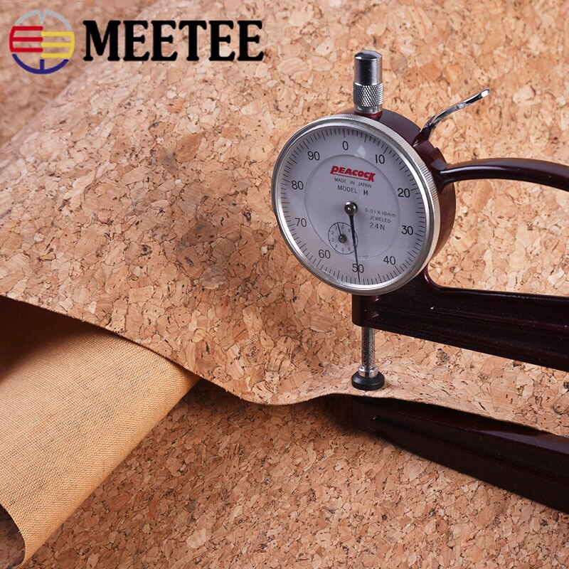 Meetee 90 x 140cm 0.5mm tissu en cuir de liège naturel pur tissu grain de bois matériau doux pour chaussures de fond sac à main décoration artisanat