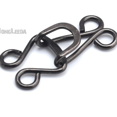 50 set/lote grande de metal latón gancho/gancho de ojo 16 # pantalones/falda/pantalón/gancho para ropa ojos níquel plata negro color níquel: Níquel negro