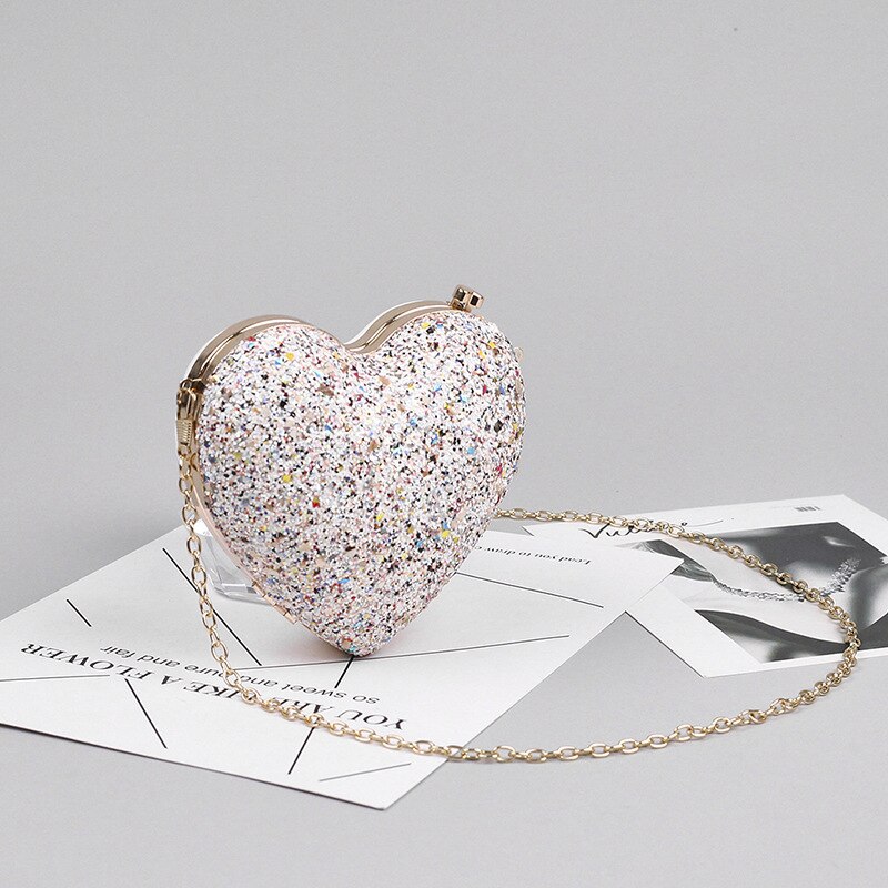 Heart Bags for Women Purses Trend Luxury Coin Purse Women's Small Handbag Chain Leather Cute Shoulder Bag Ladies: White