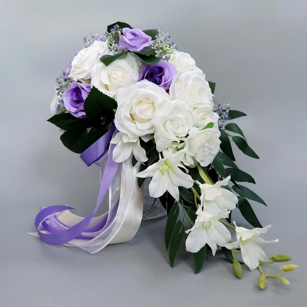 Realistische Bruiloft Bruid Boeket Hand Gebonden Bloem Decoratie Feestartikelen Europese chaise longue rozen bruiloft bloemen