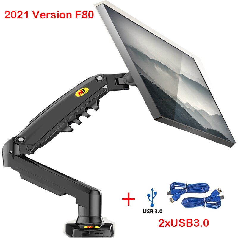 NORTH BAYOU F80 resorte de Gas 17-30 pulgadas escritorio LED LCD Monitor soporte brazo ergonómico puntal de Gas Flexi montaje carga 2 ~ 9kgs: Blanco