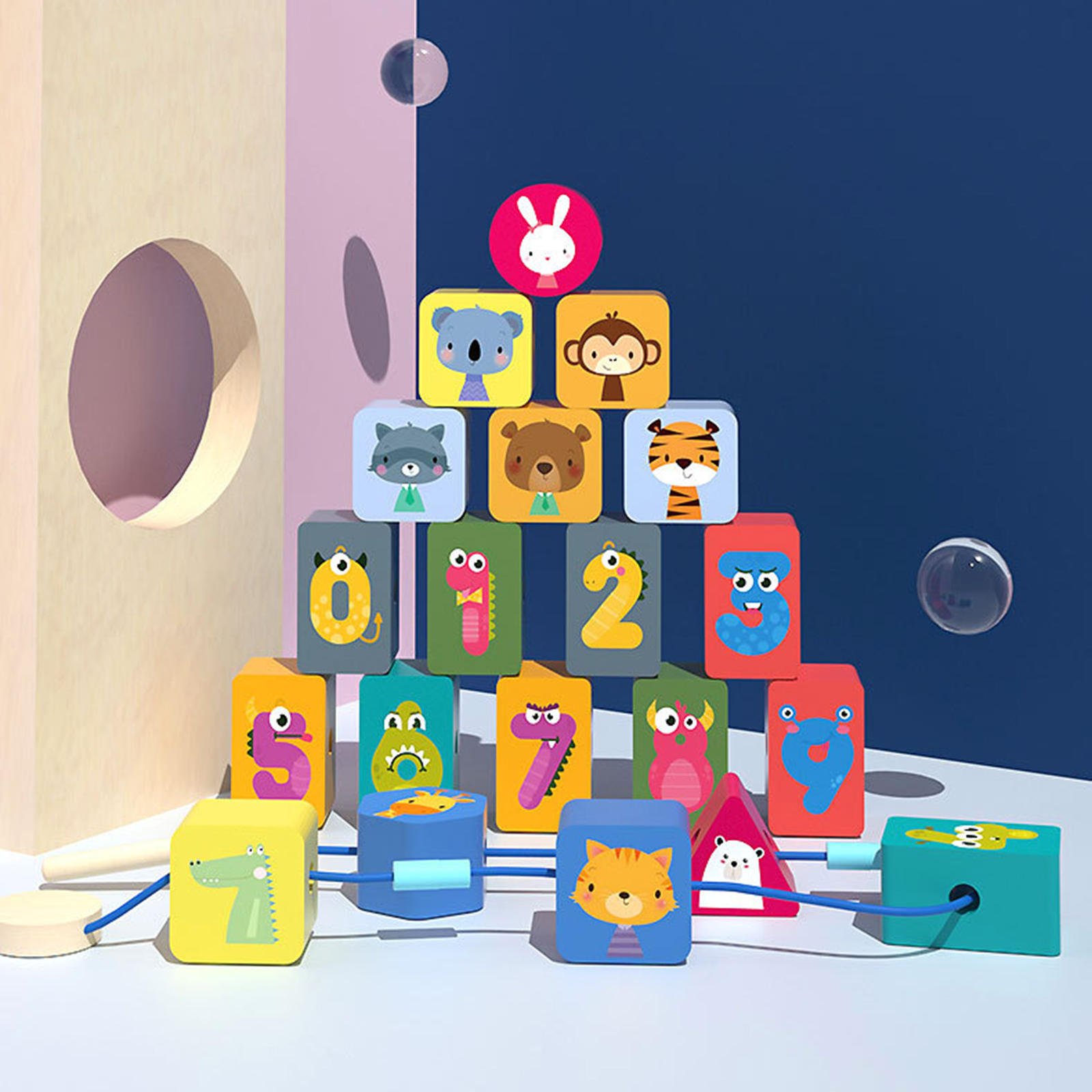 Wooden Block Stringing Beaded Toys for Children Le... – Grandado