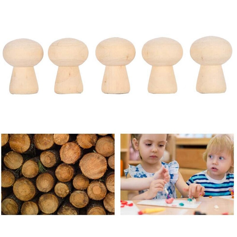 20 stück unfertige holzpilze, holzpuppenkörper, holzpilzkopfform, unfertige diy-dekoration für kunsthandwerk