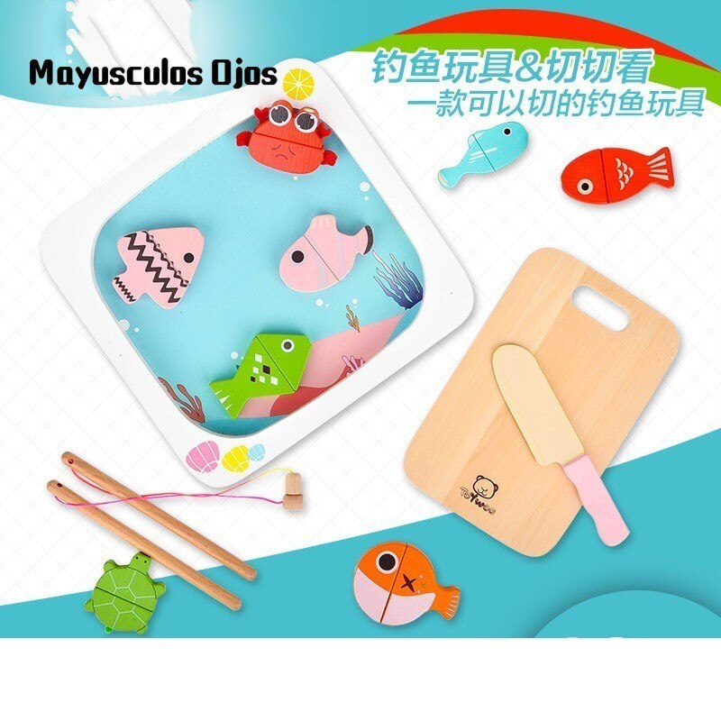 Wooden Marine Fishing Educational Toys Magnetic Girl Play House Chess 1-3 Years Old Boy Child Early Education Toys